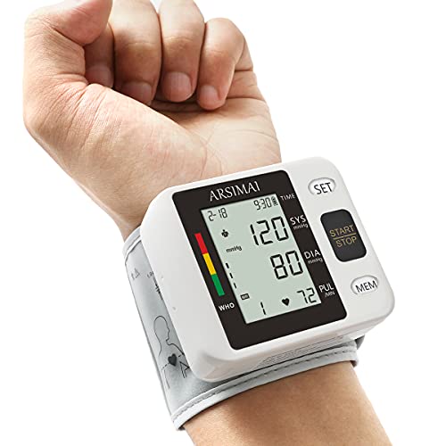 ARSIMAI Wrist Accurate Automatic High Blood Pressure Monitors Portable LCD Screen Irregular Heartbeat Monitor with Storage...