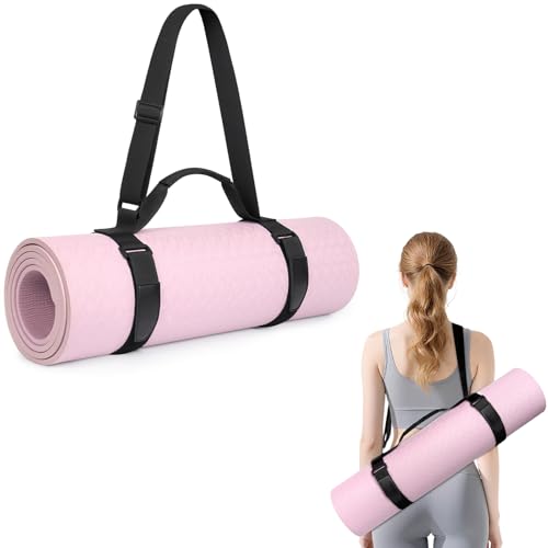 WOMACO Yoga Mat Strap, Adjustable Yoga Mat Carrier with Shoulder Strap & Handle for Women, Men