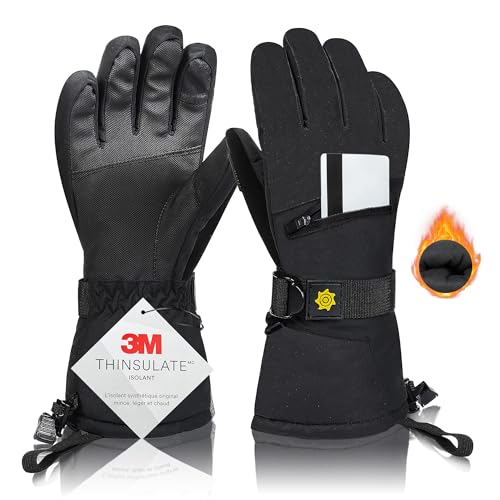 Solaris Waterproof Ski Gloves for Men Women, Winter Warm Cozy 3M Thinsulate Snowboard Gloves for Skiing, Snowboarding, Sho...
