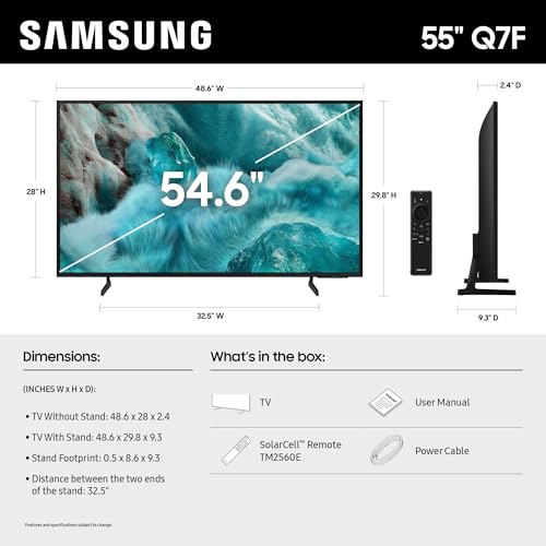 Samsung 55-Inch Class QLED Q7F Series Samsung Vision AI Smart TV (2025 Model, 55Q7F) Quantum HDR, Object Tracking Sound Li...