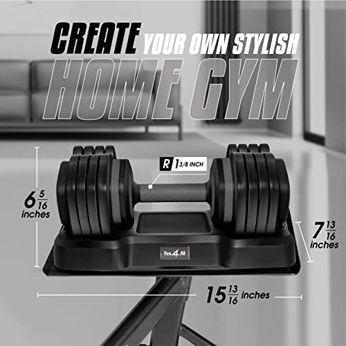 Yes4All 25/55LB Single/Pair Adjustable Dumbbells Weights, 5 in 1 Free Weights Dumbbell with One Second Dial Handle for Dif...