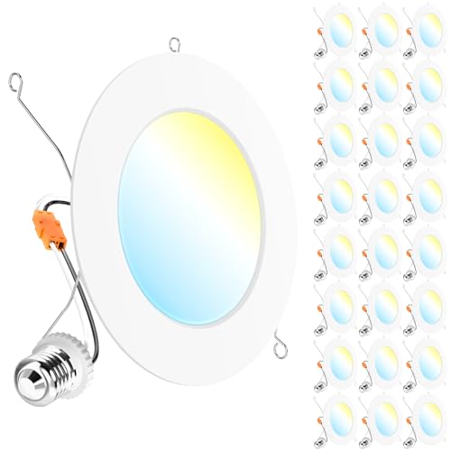 Sunco 24 Pack Retrofit LED Recessed Lighting 6 Inch, Can Lights for Ceiling, 1200 LM, 15W, Selectable CCT 2700K/3000K/4000...