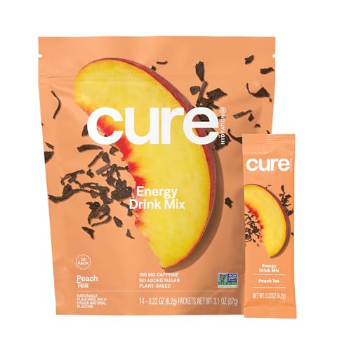 Cure Hydration Performance | Plant-Based Electrolyte Energy Drink Mix | No Added Sugar | Dehydration Relief Powder | 100mg...