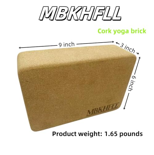 MBKHFLL Cork Yoga Blocks, Natural Cork, High Density with Non Slip Surface, Eco-Friendly Accessories for Women, Ideal for ...