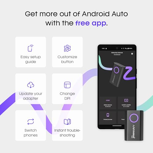 AAWireless Two - Android Auto Wireless Adapter - Convert Factory Wired Android Auto to Wireless - Multifunctional Button -...