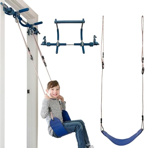 Gym1 Doorway Swing & Pull-Up Bar Gym - Pull-Up Bar Strength Training & Kids Exercise Equipment - Sensory Swing & Rope Ladd...