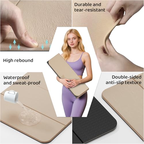 ONLYHE Foldable Yoga Mat,Exercise Mats for Home Workout,Comfortable and Durable,8mm Thick-Portable Folding Mat,Non Slip,Pi...