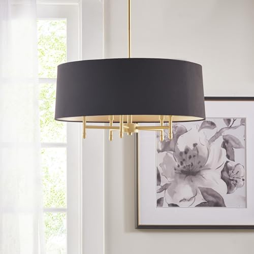 Hampton Hill 5-Light Presidio Chandelier, 24in Dia, Gold/Black, Adjustable Height, Sloped Ceiling Compatible, Model FB150-1153