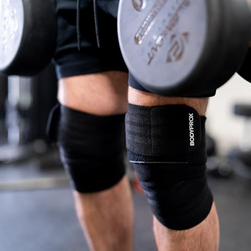 Bodyprox Knee Wrap 2 Pack for Squats, Weightlifting, Powerlifting, Leg Press, and Cross Training, Knee Support for Men and...