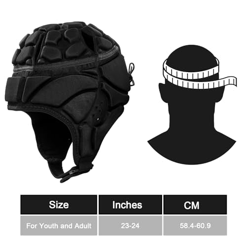 ZENFUN Rugby Helmet Shell, Soft Padded Headgear for Soccer, Protective Football Headguards for Youth, Scrum Cap for Kids, ...
