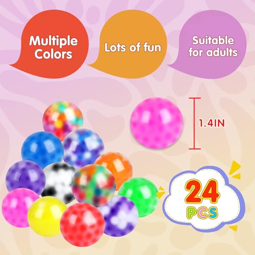 VISCOO 24 Pack Stress Balls, Squishy Ball, Squeeze Balls for Adults, Anti-Anxiety and Fidget Balls to Relax, Party Favors,...