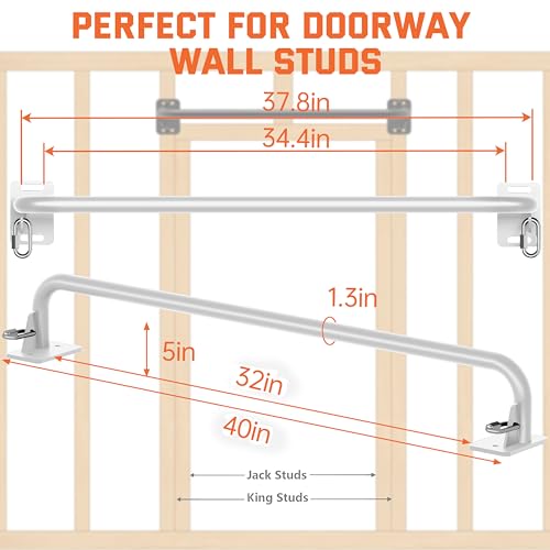 36" Heavy Duty Pull Up Bar Wall/Joist Mounted, 600 LB Capacity, Multi-Grip Bar for Garage & basement rafter Use - All-in-O...