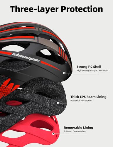 Shinmax Bike Helmet with USB Rechargeable Light & Detachable Magnetic Goggles UV Protective, Bicycle Helmet Men Women Moun...