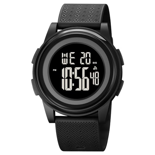 OLAZONE Digital Watches Men Ultra-Thin Minimalist Sports Waterproof with Wide-Angle Display Rubber Strap Wrist Watch for Men