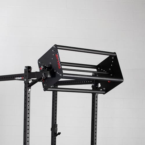 Titan Fitness T-3 and X-3 Series Revolving Pull-Up System, (4) 2" Fat Pull-Up Bars, Lockable Bars, Power Rack Mounted for ...
