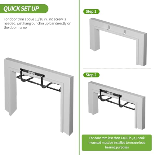 NOWAKE New Version Multi-Grip Pull up bar For Doorway,330lbs Heavy Duty 47.3 Inch Extra Width Portable Functional Ergonomi...