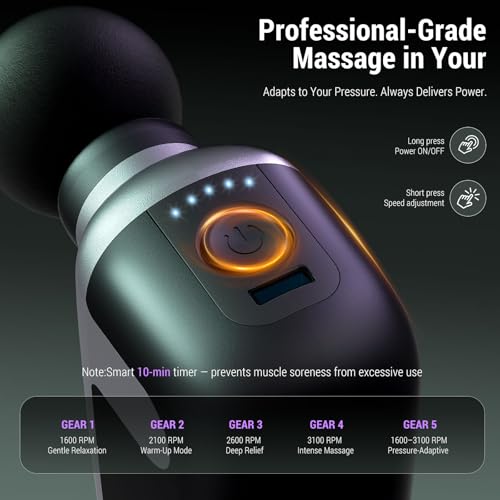 CYBPOK Mini Massage Gun with 10 Massage Heads, Percussion Deep Tissues Handheld Muscle Massager, 8mm Amplitude High-Intens...