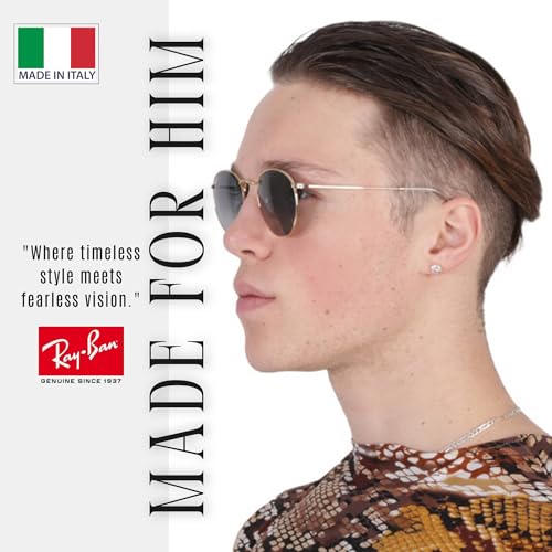 Ray-Ban RB3447 ROUND METAL Sunglasses with Polished Arista Gold Frame With Solid G-15 Green 50mm Lenses Includes an Offici...