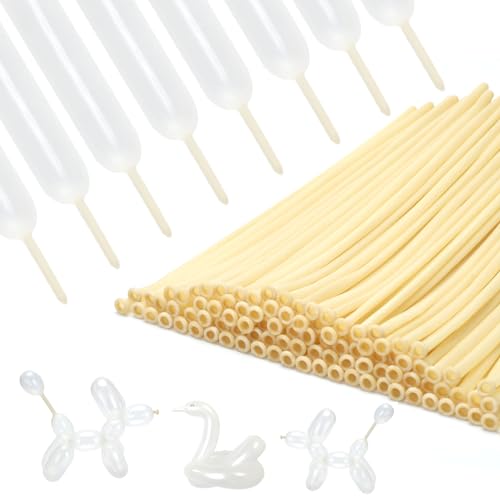 PIGETALE 100Pcs Clear 260 Balloons Transparent Long Balloons for Balloon Garland Thickening Skinny Latex Twisting Balloon ...