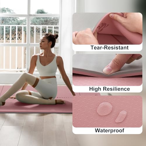 UMINEUX Yoga Mat Extra Thick 1/3'' & 2/5" Non Slip Yoga Mats for Women Eco Friendly TPE Fitness Exercise Mat with Carrying...