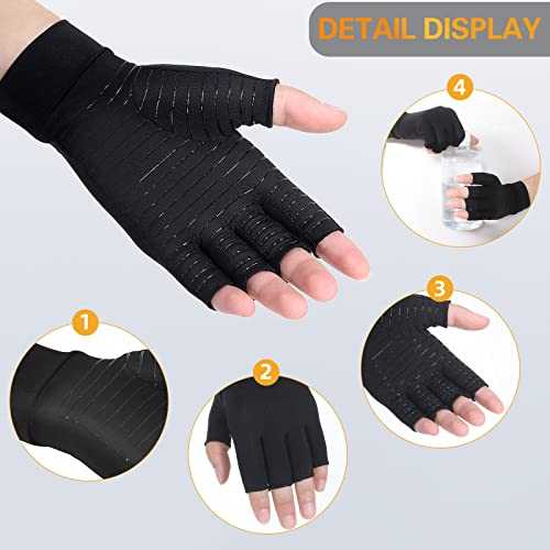 Donfri 2 Pairs Copper Arthritis Gloves Compression Gloves Women Men Relieve Hand Pain Swelling and Carpal Tunnel (2Pairs, ...