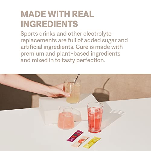 Cure Hydration | Plant-Based Electrolyte Drink Mix | No Added Sugar | FSA-HSA | Dehydration Relief Powder Made with Coconu...