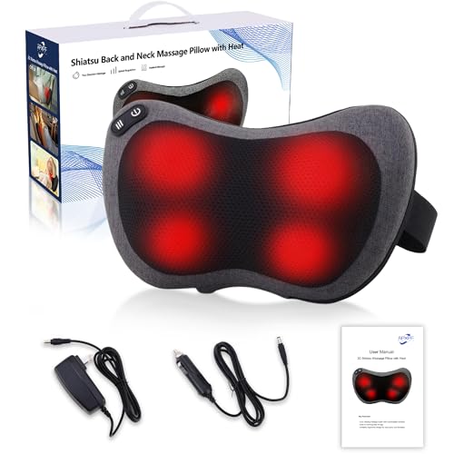 APXPF Shiatsu Neck and Back Massager with Heat - Deep Tissue Massage Pillow for Neck, Back & Shoulders Pain Relief, Ergono...