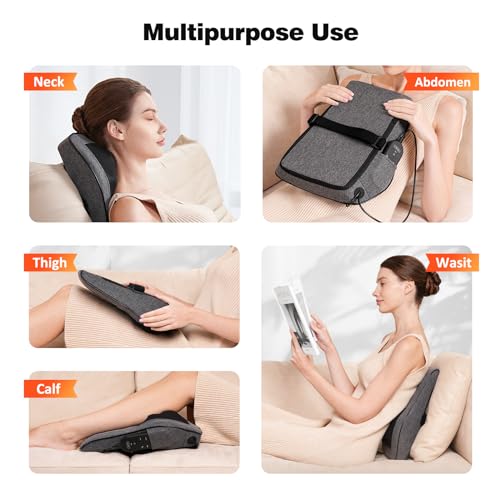 Boriwat Back Massager with Heat, Neck Massager for Pain Relief Deep Tissue, 3D Kneading Massage Pillow for Back, Neck, Sho...