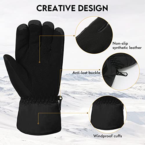 HIGHLOONG Women Ski Gloves, Winter Warmest Waterproof and Breathable Snow Gloves with Free Balaclava for Snowboard, Snowmo...