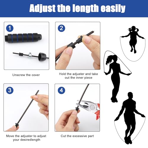 12Pcs Jump Ropes with Ball Bearings,Adjustable Skipping Rope with Soft Foam Handles,Tangle-Free Rapid Speed Jumping Rope f...