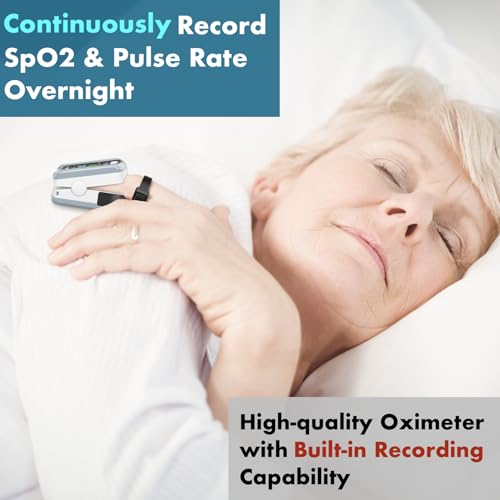 EMAY Sleep Oxygen Monitor with PC Software & App | Bluetooth Pulse Oximeter Rechargeable for Overnight & Continuous SpO2 T...