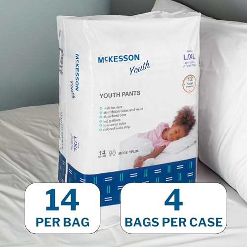 McKesson Youth Training Pants, [14 Count], Overnight Disposable Pull Up Diapers, L/XL, 60-125 lbs, Absorbent 12 Hour Leak ...