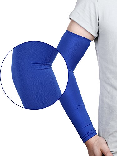 Mudder 9 Pairs Unisex UV Protection Sleeves Arm Cooling Sleeves Ice Silk Arm Sleeves Arm Cover Sleeves (Royal Blue)