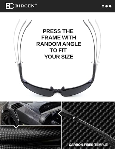 BIRCEN Polarized Carbon-Fiber Sunglasses for Men: Ultralight UV Protection Sun Glasses for Outdoor Sports Fishing Golf Hiking