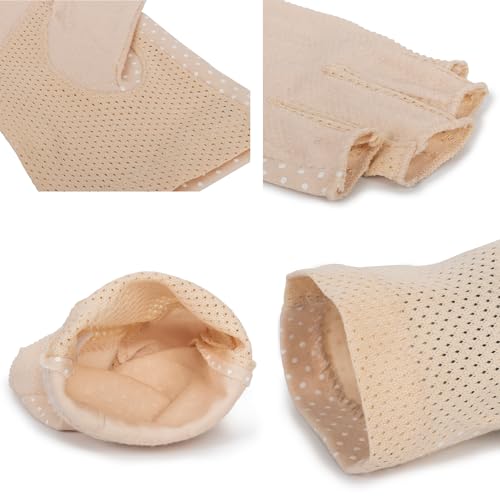 Bawnhaw Cotton Fingerless Driving Gloves for Women Men, Mesh Nonslip UV-Protection Summer Gloves for Nail Manicure, Cycling