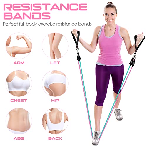 RENRANRING Resistance Bands for Working Out, 150LBS Exercise Bands, Workout Bands, Resistance Bands Set with Handles for M...