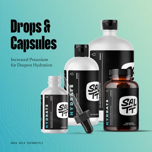 SALTT - Hydrate (18.6 oz) - Electrolytes Drops - Energy Boost - Sodium, Potassium, Magnesium, Zinc, Copper - Unflavored - ...