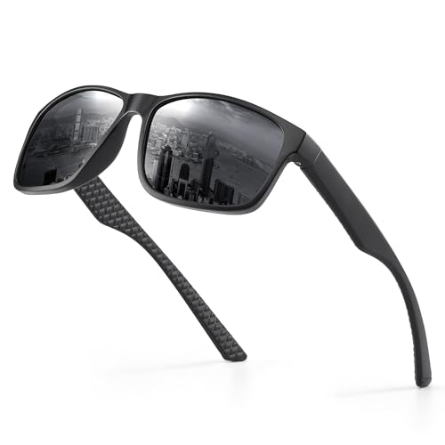 Reglaaly Polarized Sunglasses for Men Womens, Mens Sunglasses UV Protection, Black Square Sun Glasses Driving Fishing Golf