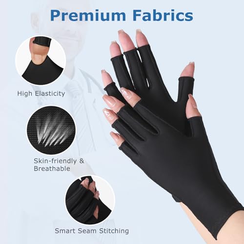 NURCOM Compression Arthritis Gloves, Carpal Tunnel, Tendinitis, Tendonitis, Single Glove for Left & Right Hand, Open Finge...
