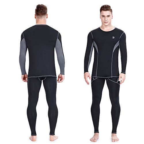 DIKAMEN Men's Thermal Underwear Fleece Lined Performance Fleece Tactical Sports Shapewear Thermal Set
