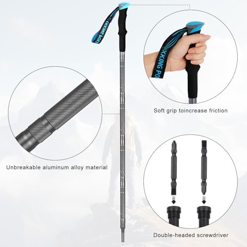 BEAUTIFABLE Hiking Walking Staff - Detachable Trekking Pole Multitool for Man Women (7 Tube