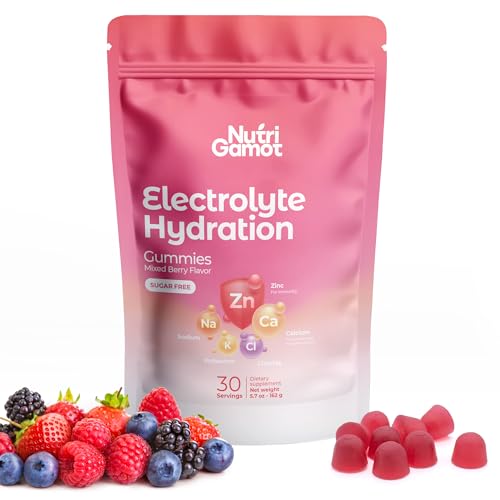 NutriGamot Electrolyte Hydration Gummies Sugar Free | Mixed Berry Flavor - 5 Essential Electrolytes for Runners, Post-Work...