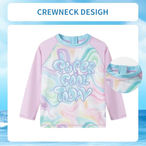 LittleSpring Girls Two Piece Swimsuits Long Sleeve Rash Guard Set UPF 50+ Swimwear 1-10 Years