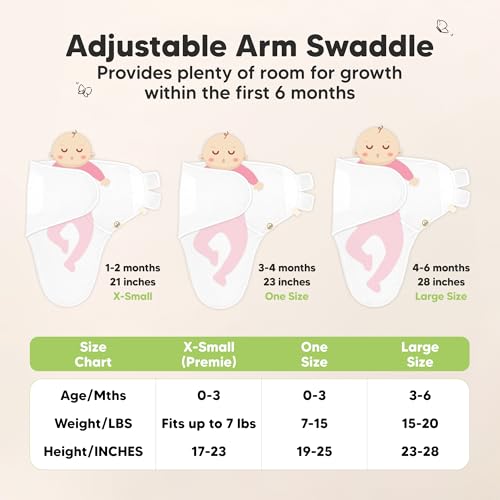 3-Pack Organic Swaddles for Newborns, Baby Sleep Sacks 0-3 Months - Baby Swaddle Wrap, Newborn Wearable Blanket, Infant Sl...