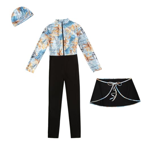 IBAKOM One Piece Modest Burkini for Women Islamic Swimsuits with Wrap Skirt Swim Cap Muslim Bathing Suit Cover Ups