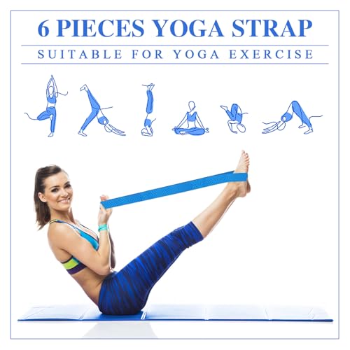 6 Packs Yoga Strap for Stretching Yoga Belt Adjustable Straps for Non Elastic Stretching Strap Exercise Straps for Pilates