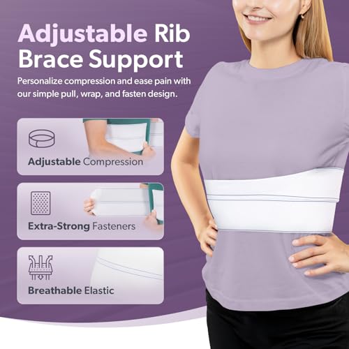 BraceAbility Broken Rib Brace for Men and Women - Rib Protector Compression Wrap, Chest Support Belt for Bruised, Fracture...