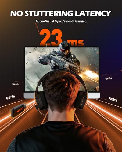 NUBWO Wireless Gaming Headset with Mic for Ps5 Ps4 PC, Zero Interference, 100-Hour Battery All-Day Play, 23ms Sync for Fo...