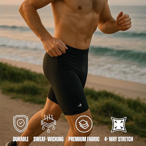 Men’s Compression Shorts Workout & Training | Performance Spandex Baselayer Athletic Gym, Running, Rowing Underwear