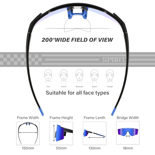 DioKiw 4PACK Polarized Sport Sunglasses for Men UV Protection Cycling Fishing Sun Glasses Big Frame Mountain Bike Goggles